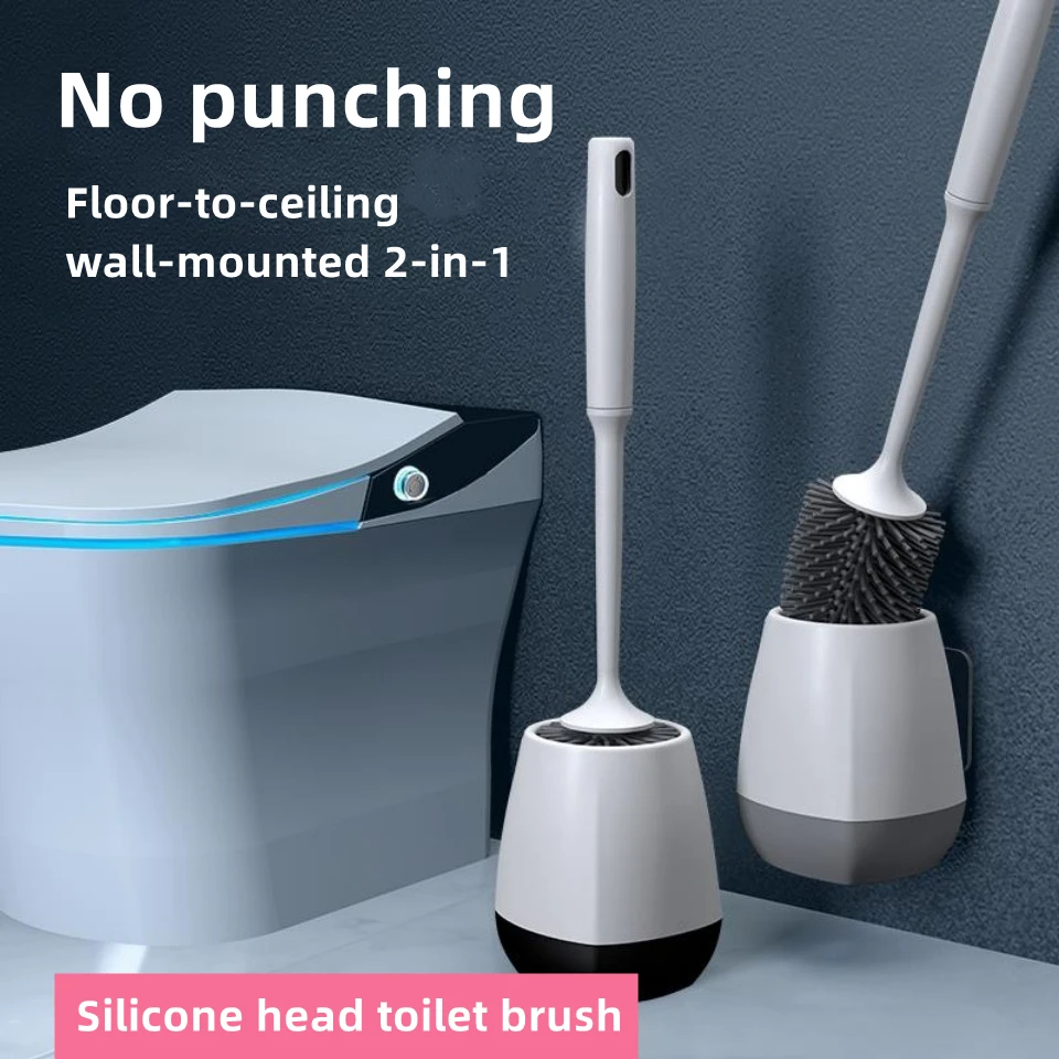 Silicone Durable Toilet Brush Long Handle Floor-to-ceiling Wall-mounted Two-in-one Toilet Brush Cleaning Bathroom Cleaning Tool
Silicone Durable Toilet Brush Long Handle Floor-to-ceiling Wall-mounted Two-in-one Toilet Brush Cleaning Bathroom Cleaning Tool