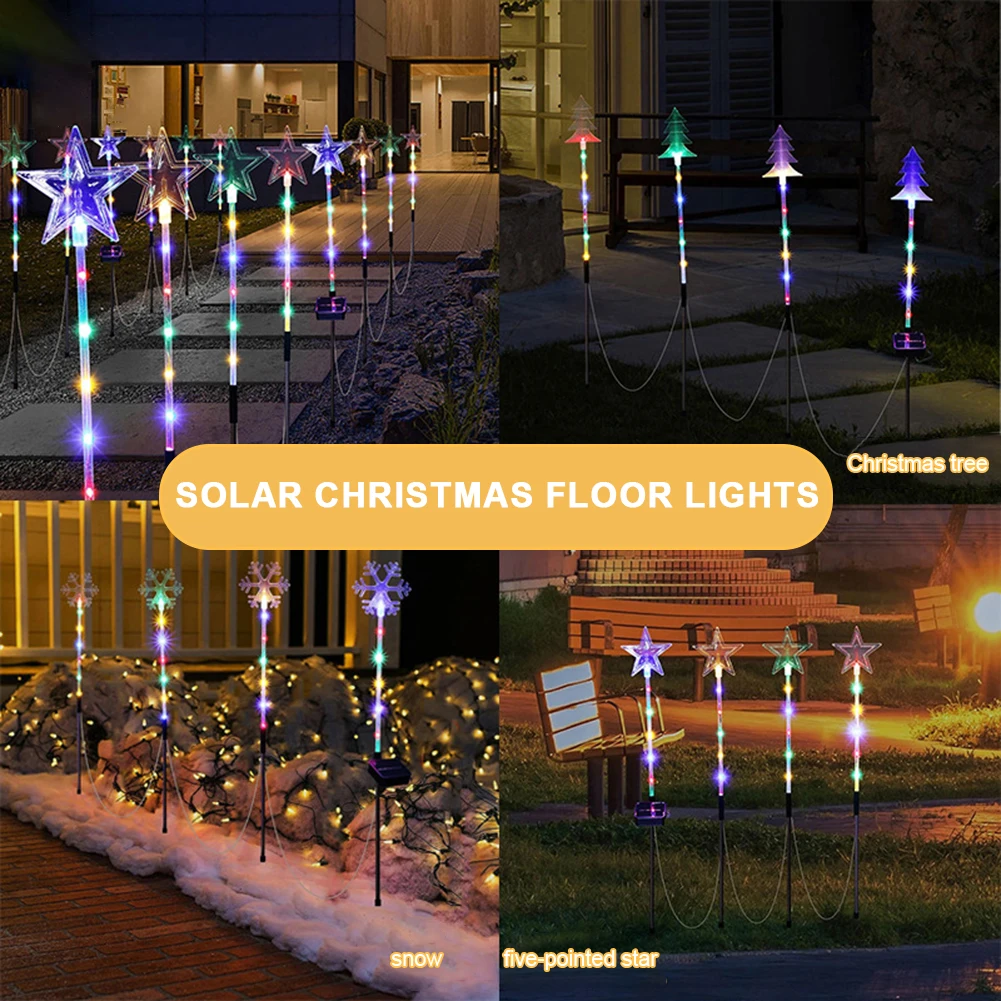 

Solar Powered Xmas Tree Lights LED Light Garden Stake Lamp Last Up 8H IP65 Waterproof for Christmas Patio Pathway Courtyard
