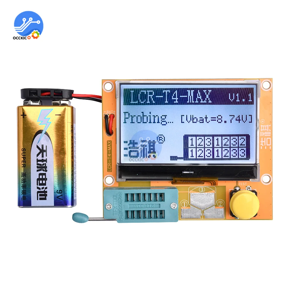 LCR-T4-MAX ESR тестер транзисторов 2,7 дюйма 12864LCD диодный Триод Емкость SCR индуктивность для аксессуаров электрических инструментов
LCR-T4-MAX ESR тестер транзисторов 2,7 дюйма 12864LCD диодный Триод Емкость SCR индуктивность для аксессуаров электрических инструментов