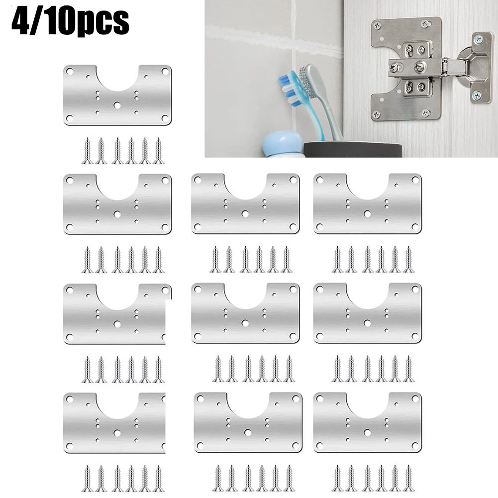 4/10pcs Cabinet Hinge Repair Plate Set With Hole Stainless Steel Drawer Furniture For Home Hardware Furniture Fittings Kit
4/10pcs Cabinet Hinge Repair Plate Set With Hole Stainless Steel Drawer Furniture For Home Hardware Furniture Fittings Kit