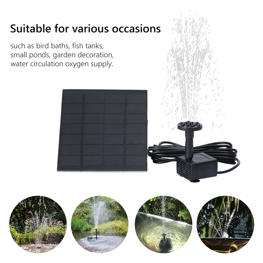 

Solar Water Pond Pump Easy Installation with 6 Nozzles Water Pump Filter Decorative Props Portable for Pool Fountain Submersible