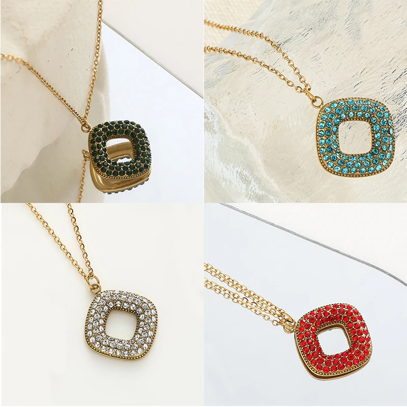 Luxury Colored Gemstones Pendant Necklace for Women Gold Plated Stainless Steel Necklace Imbue Diamond Choker Chain Jewelry Gift
Luxury Colored Gemstones Pendant Necklace for Women Gold Plated Stainless Steel Necklace Imbue Diamond Choker Chain Jewelry Gift