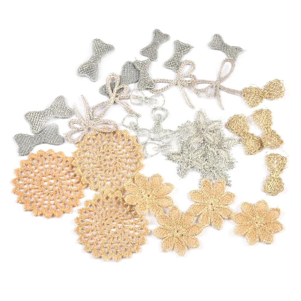 20Pcs Gold/Silver Bow Round Lace Appliques For DIY Cloth Sewing Patches Handmade Headwear Hair Clips Accessories Wedding Decor
20Pcs Gold/Silver Bow Round Lace Appliques For DIY Cloth Sewing Patches Handmade Headwear Hair Clips Accessories Wedding Decor