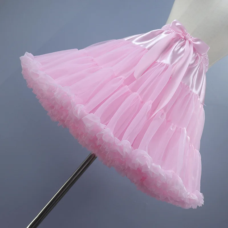 

Women Lolita Cosplay Petticoat A-Line Puffy Tutu Skirt Layered Tulle Ballet Dance Pettiskirts Big Bowknot Underskirt Crinoline
