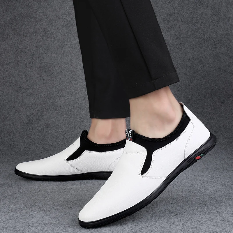 Мужские повседневные туфли из натуральной кожи, белые удобные мягкие кроссовки на плоской подошве, топ-сайдеры, 2023 
Мужские повседневные туфли из натуральной кожи, белые удобные мягкие кроссовки на плоской подошве, топ-сайдеры, 2023