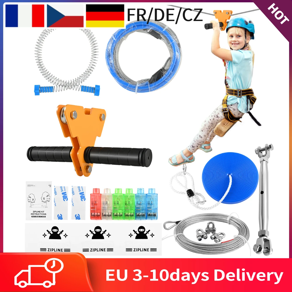 80/100/120 FT Zip line Kits with Light for Backyard Zip Lines for Kid and Adult Swing Seat Zip Lines Brake & Steel Trolley
80/100/120 FT Zip line Kits with Light for Backyard Zip Lines for Kid and Adult Swing Seat Zip Lines Brake & Steel Trolley