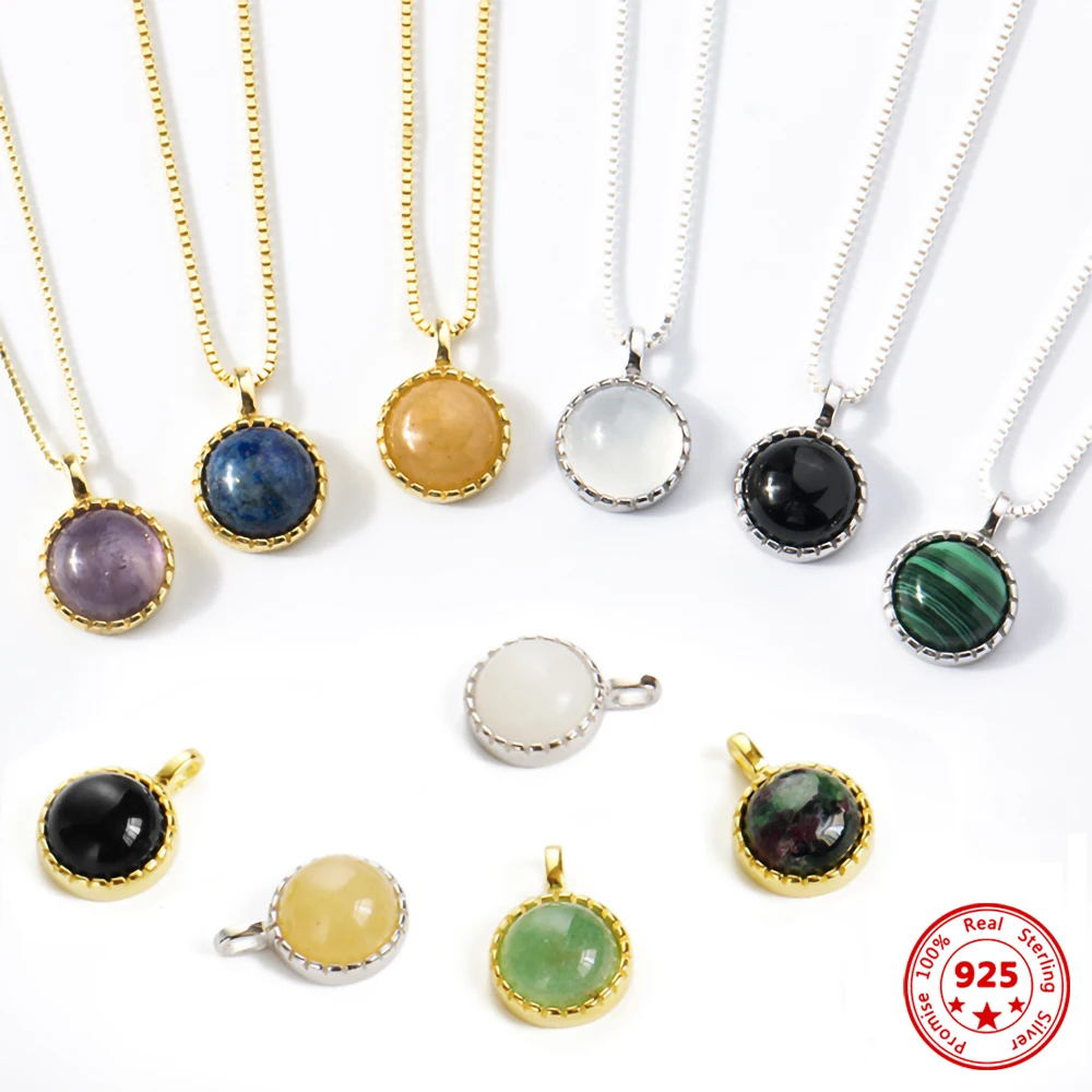 100%925 Sterling Silver Natural Stone Necklaces Pendant Jade Crystal Amethyst Labradorite Malachite Opal For Woman Charm Jewelry
100%925 Sterling Silver Natural Stone Necklaces Pendant Jade Crystal Amethyst Labradorite Malachite Opal For Woman Charm Jewelry