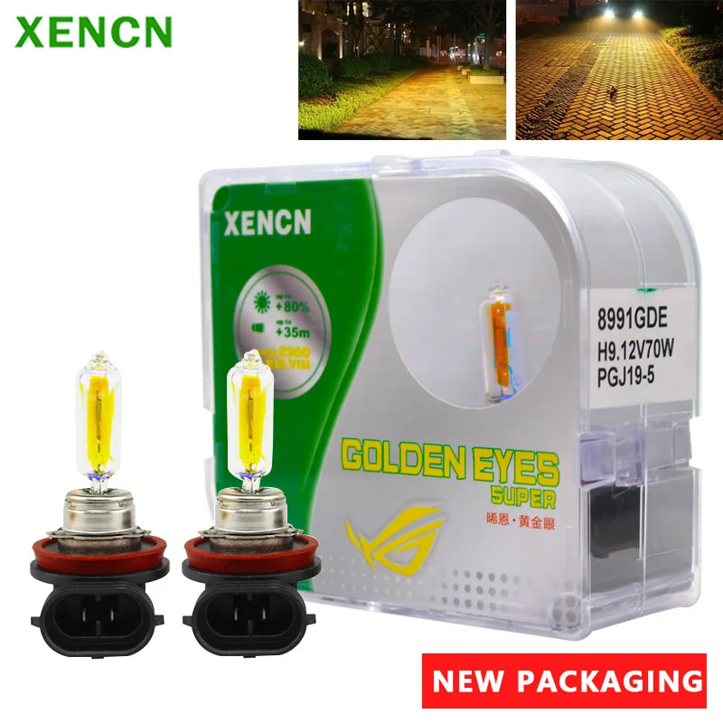 

XENCN H9 Halogen Golden Eyes Super 12V 70W Car Original Headlight 2300K Ultra Yellow Light +80% Brightr Genuine Lamps, Pair