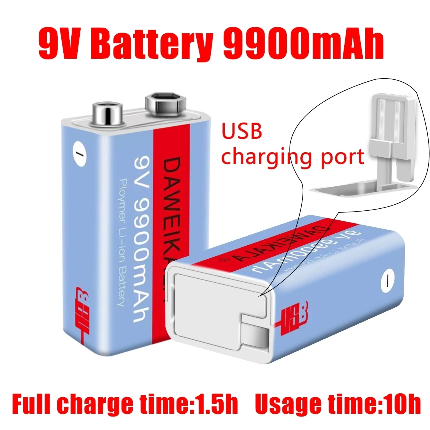 New 9V Battery li-ion Rechargeable battery Micro USB Batteries 9v lithium for Multimeter Toy Remote Control KTV Microphone
New 9V Battery li-ion Rechargeable battery Micro USB Batteries 9v lithium for Multimeter Toy Remote Control KTV Microphone