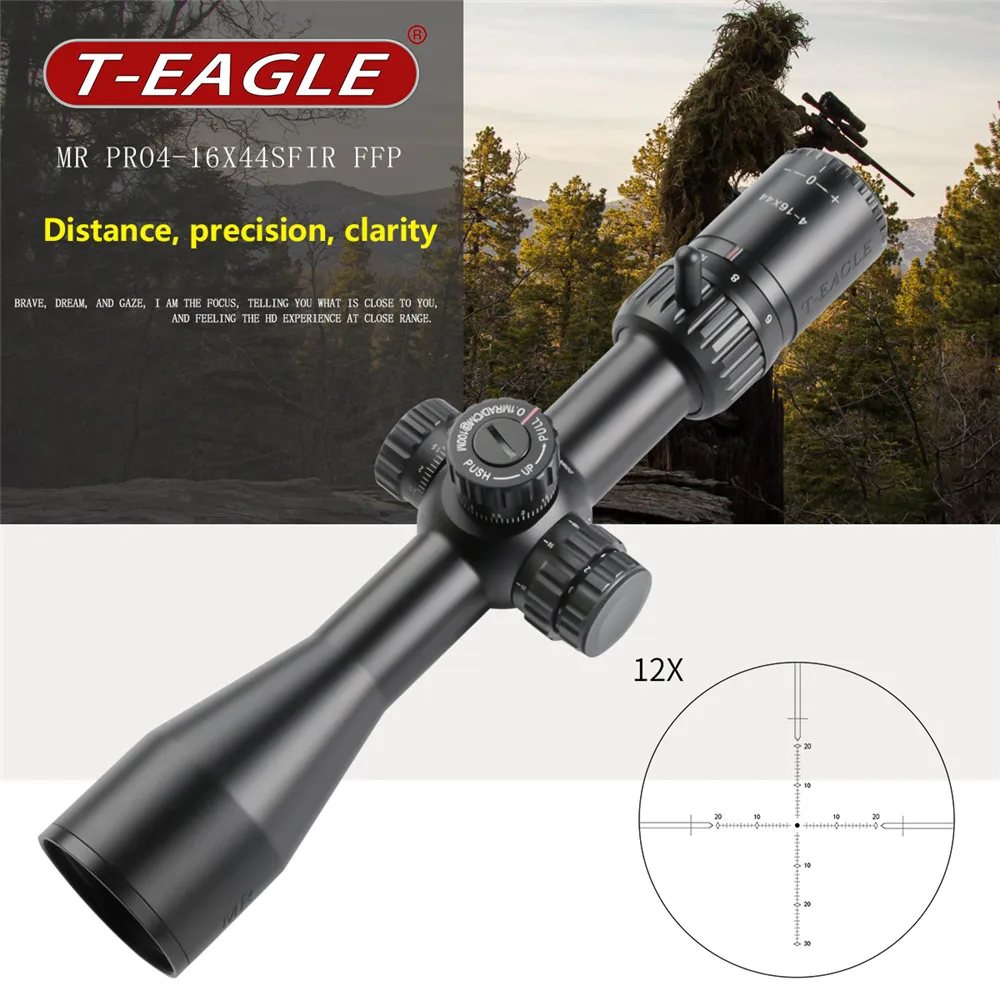 

TEAGLE MR PRO 4-16X44 FFP Tactical Riflescope 1/10 MIL Min Focus 10 Yds First Focal Plane Hunting Rifle Scope