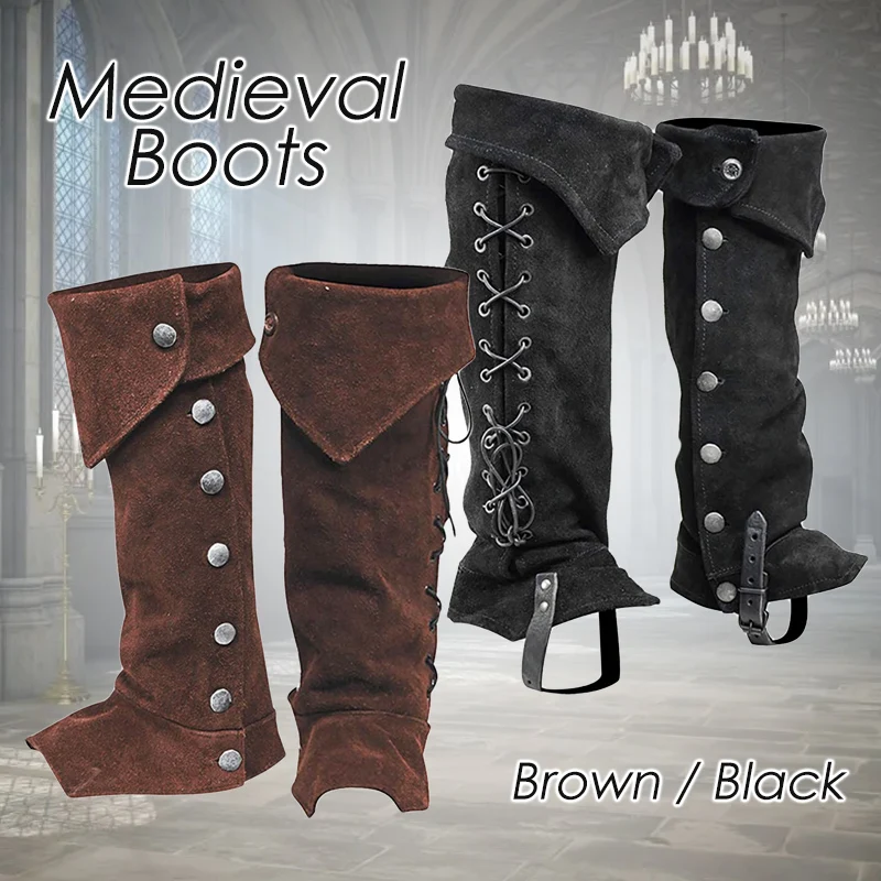 Medieval Viking Renaissance Warrior Leg Armor Greaves Double Sided Nubuck Leather Suede Gaiter Lace Up Rivet Buckle Shoe Covers
Medieval Viking Renaissance Warrior Leg Armor Greaves Double Sided Nubuck Leather Suede Gaiter Lace Up Rivet Buckle Shoe Covers