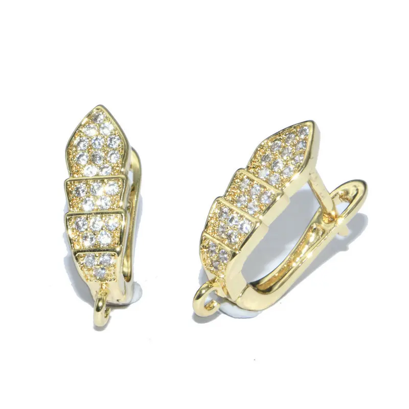 Fashion Jewelry Making Supplies High Quality Gold Plated CZ Paved Ear Hoops for DIY Women Earrings Findings
Fashion Jewelry Making Supplies High Quality Gold Plated CZ Paved Ear Hoops for DIY Women Earrings Findings