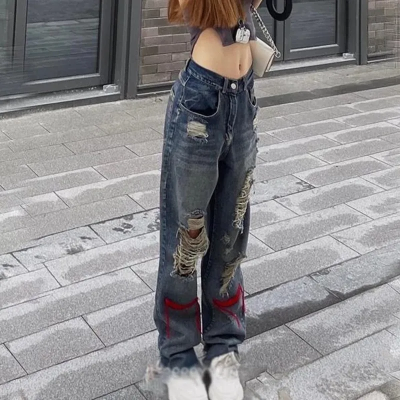 Hole Trend Girl Denim Straight Leg Pants Women Hiphop High Street Retro Y2K Hot Girl High Waist Loose Wide Leg Pants Jeans Women
Hole Trend Girl Denim Straight Leg Pants Women Hiphop High Street Retro Y2K Hot Girl High Waist Loose Wide Leg Pants Jeans Women