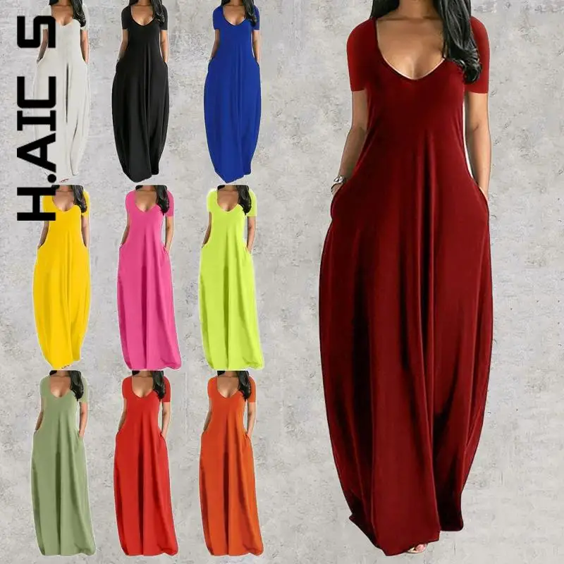 H.Aic S Dress Women Fashion Slim Long Dress 11 Colors Solid Short Sleeve Maxi Dresses Club Lazy Vestidos Dresses Woman Female
H.Aic S Dress Women Fashion Slim Long Dress 11 Colors Solid Short Sleeve Maxi Dresses Club Lazy Vestidos Dresses Woman Female