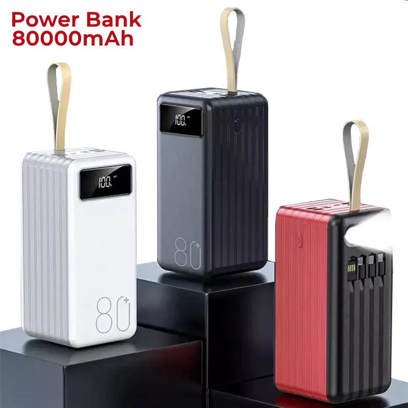 80000mAh Capacity Battery Charger Power Bank Built-in Data Line 4 USB Outputs With Led Digital Display Portable Power Station
80000mAh Capacity Battery Charger Power Bank Built-in Data Line 4 USB Outputs With Led Digital Display Portable Power Station
