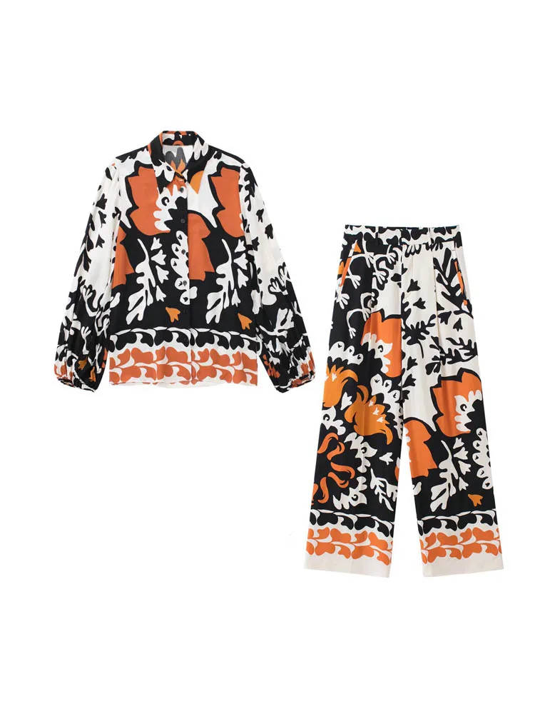 2022 Summer Women Vintage Suits 2 piece Sets Print Loose Shirts Tops and Trousers Female Fashion Street Two pieces Suit Clothes
2022 Summer Women Vintage Suits 2 piece Sets Print Loose Shirts Tops and Trousers Female Fashion Street Two pieces Suit Clothes