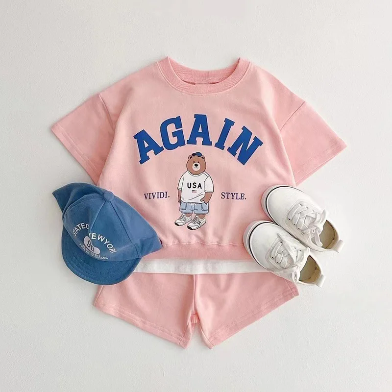 Комплекты для малышей, летний хлопковый топ с коротким рукавом + детские свободные шорты, костюмы из 2 предметов, повседневные спортивные костюмы для маленьких мальчиков и девочек, детская одежда, наряды
Комплекты для малышей, летний хлопковый топ с коротким рукавом + детские свободные шорты, костюмы из 2 предметов, повседневные спортивные костюмы для маленьких мальчиков и девочек, детская одежда, наряды