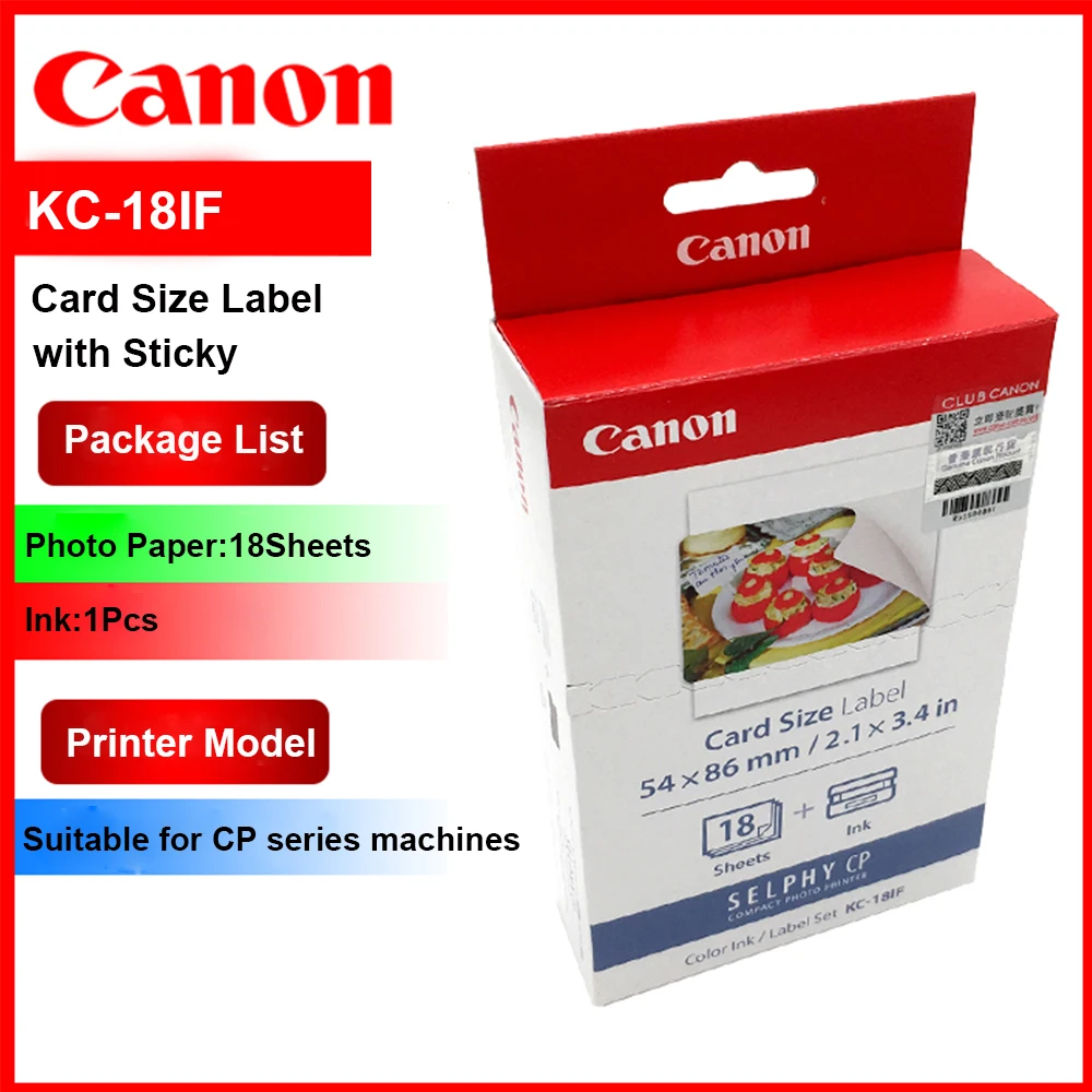 

KC-18IF Ink and Photo Paper Set for Canon Selphy Compact Photo Printer CP1200 CP1300 CP910 CP900