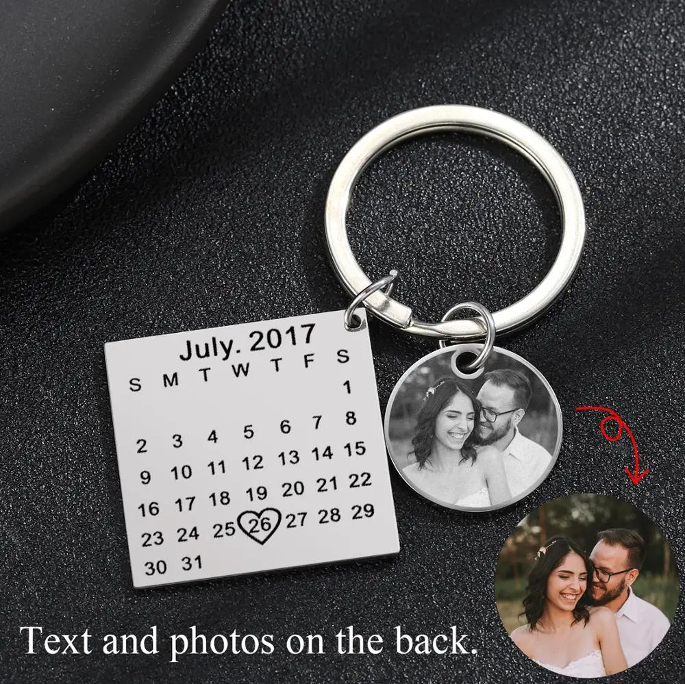 Stainless Steel Private Custom Key Chain Personality Calendar Keychain Hand Carved Calendar Highlighted with Heart Date Keyring
Stainless Steel Private Custom Key Chain Personality Calendar Keychain Hand Carved Calendar Highlighted with Heart Date Keyring
