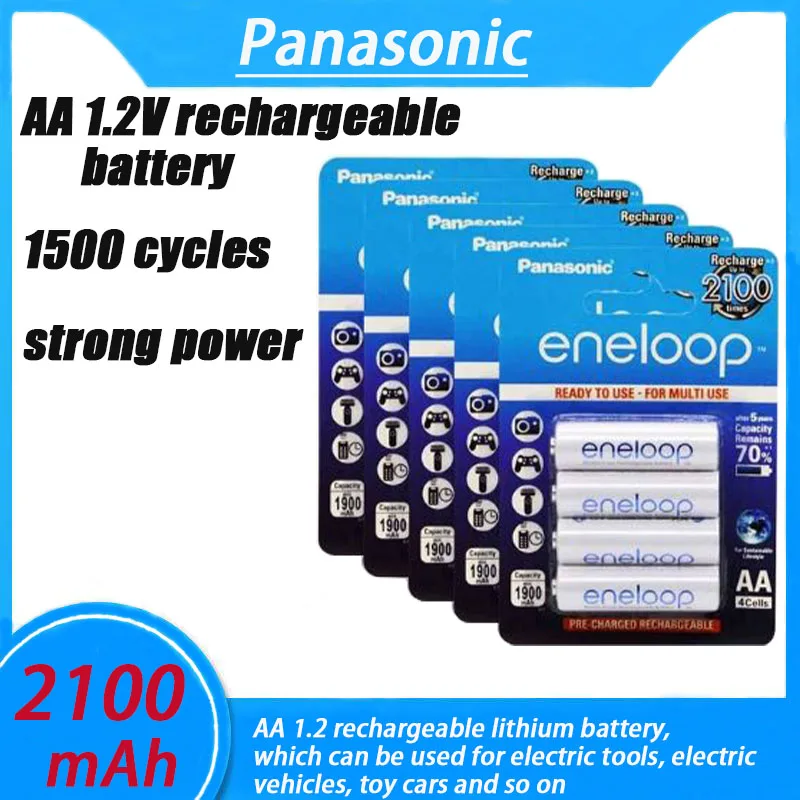

New Panasonic Eneloop 2100mAh AA 1.2V NI-MH Rechargeable Batteries For Electric Toys Flashlight Camera Pre-Charged Battery
