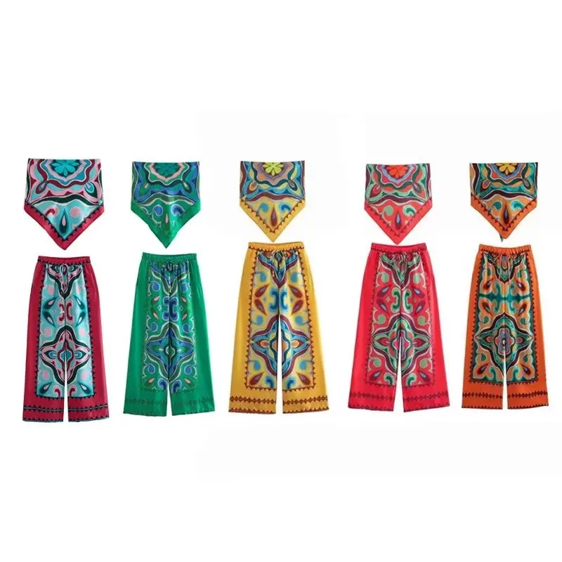 Set Women 2 Pieces 2023 New Fashion Summer Backless Strap Scarf Type Tops Vintage Printed Trousers Female Chic Tops
Set Women 2 Pieces 2023 New Fashion Summer Backless Strap Scarf Type Tops Vintage Printed Trousers Female Chic Tops