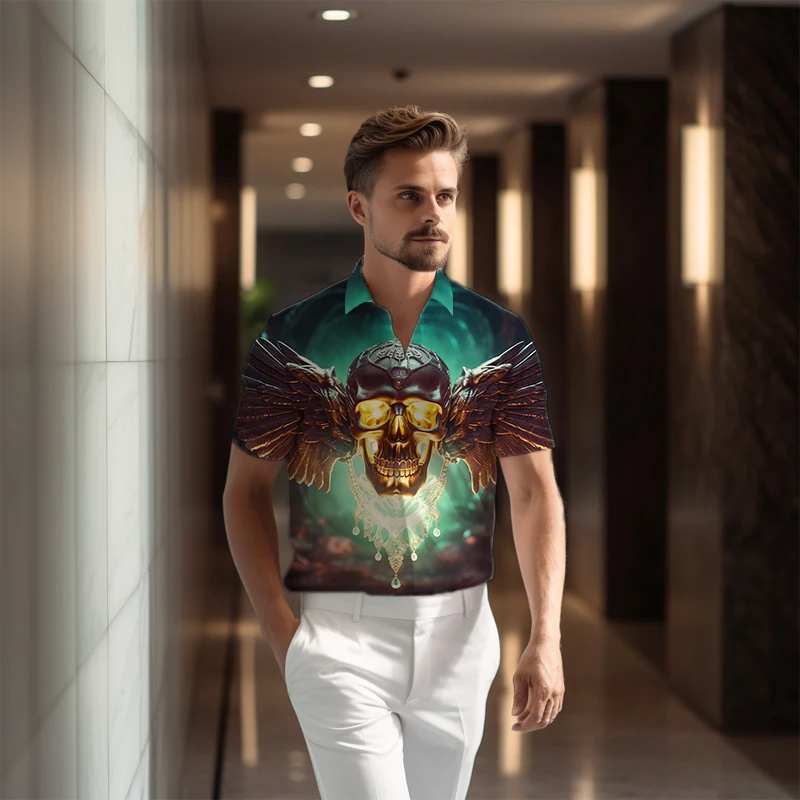 2023 New Summer Men's Horror Skull 3D Printing Short Sleeve Shirt Fashion Loose Shirt Sports Office Shirt Plus Size Tops
2023 New Summer Men's Horror Skull 3D Printing Short Sleeve Shirt Fashion Loose Shirt Sports Office Shirt Plus Size Tops