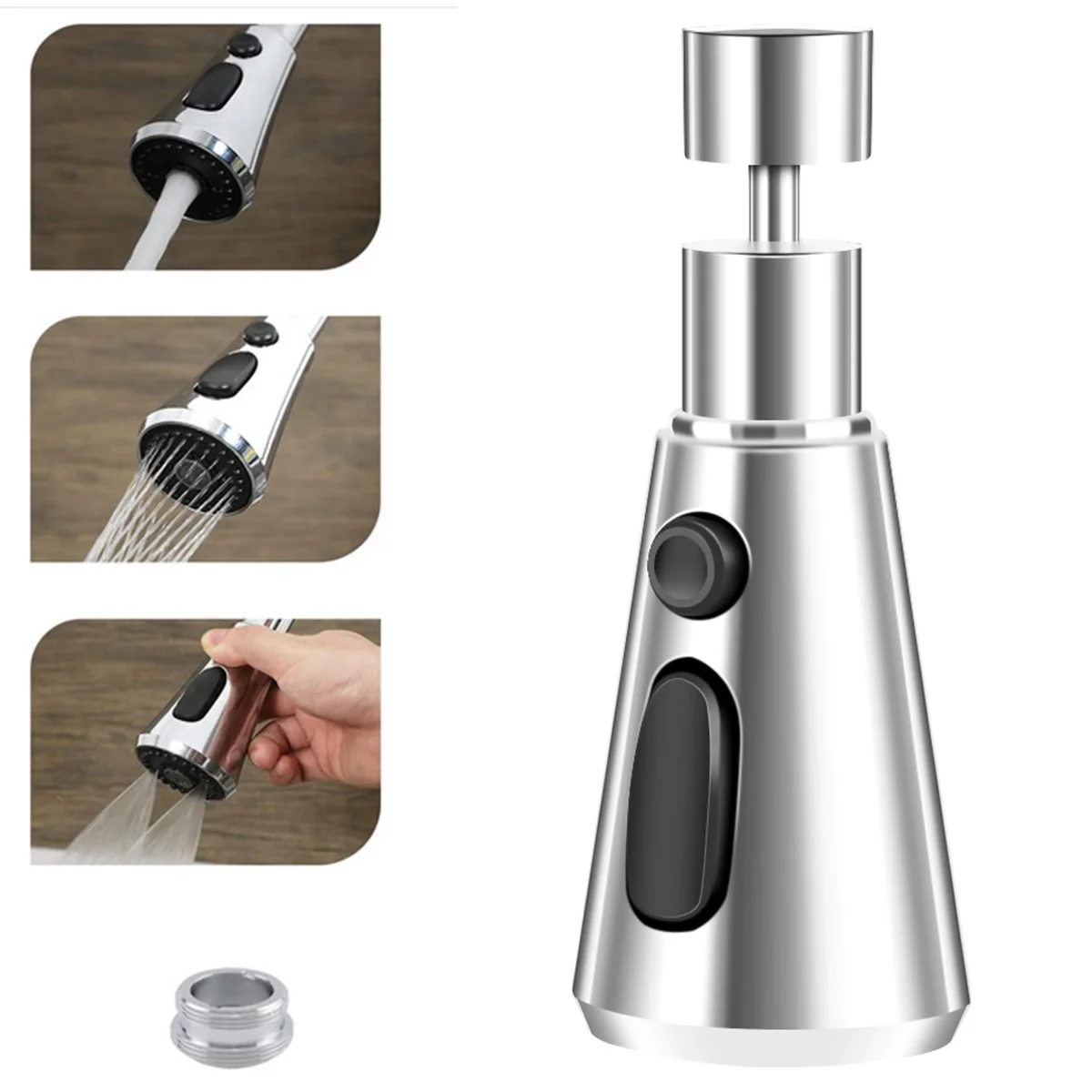 Kitchen Faucet Sprayer Head 3-Function Splash-proof Tap Sprayer Nozzle with Adapter 360-Degree Sink Pull Out Spray Replacement
Kitchen Faucet Sprayer Head 3-Function Splash-proof Tap Sprayer Nozzle with Adapter 360-Degree Sink Pull Out Spray Replacement
