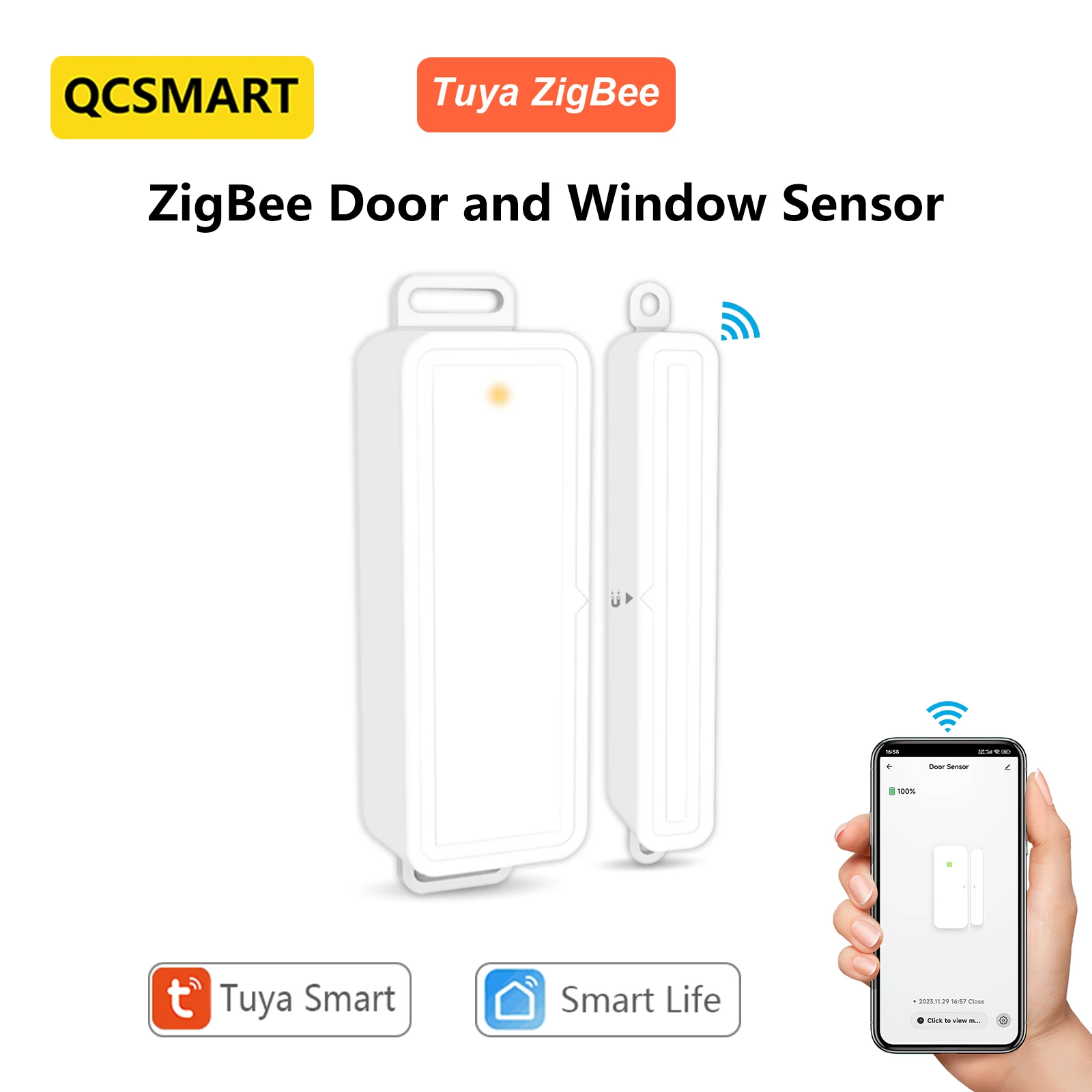 QCSMART Беспроводной датчик двери ZigBee и Wi-Fi
QCSMART Беспроводной датчик двери ZigBee и Wi-Fi