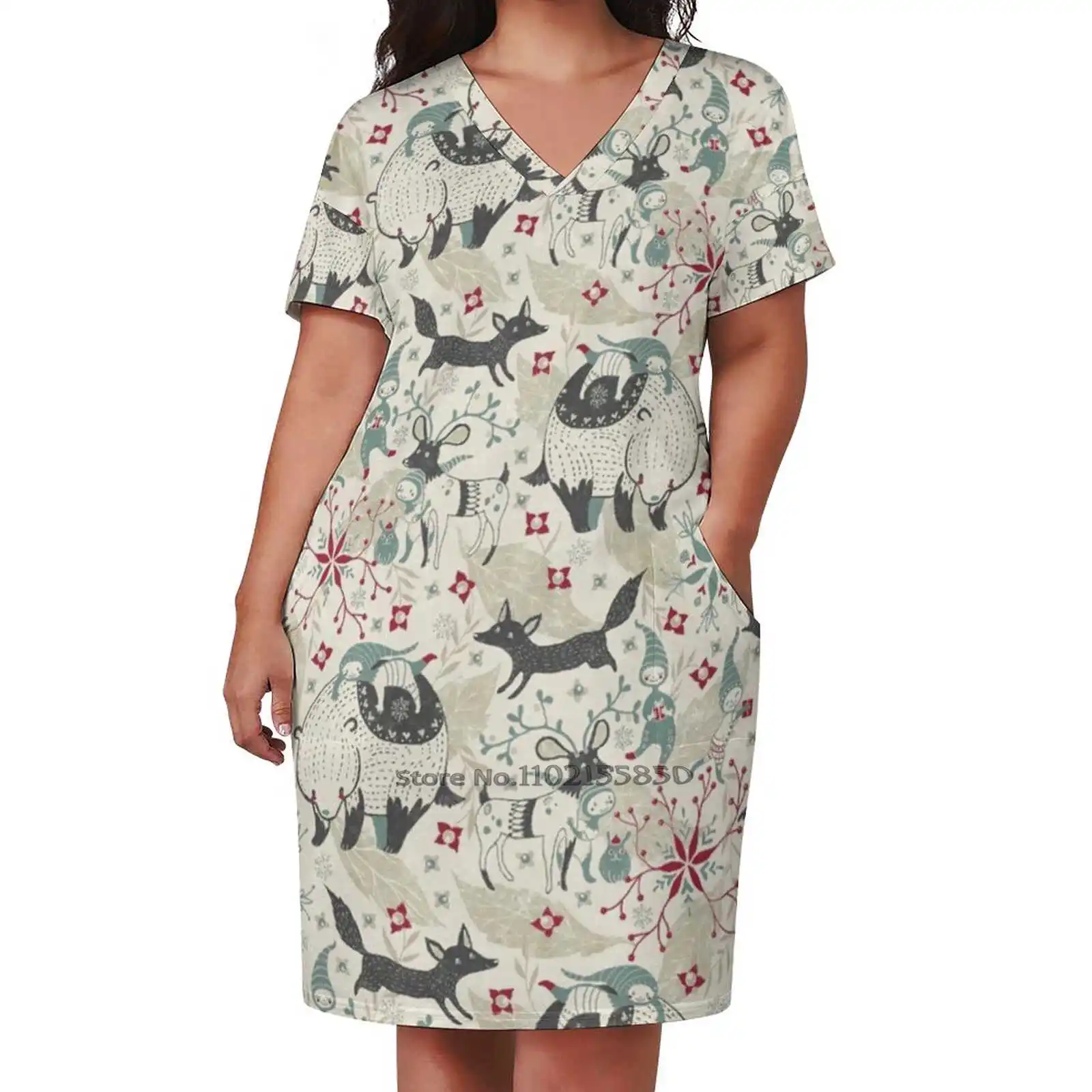 Christmas Spirits Loose Pocket Dress Summer Sexy V Neck Dress Print Short Sleeve Dress Christmas Spirits Whimsical Bear Fox
Christmas Spirits Loose Pocket Dress Summer Sexy V Neck Dress Print Short Sleeve Dress Christmas Spirits Whimsical Bear Fox