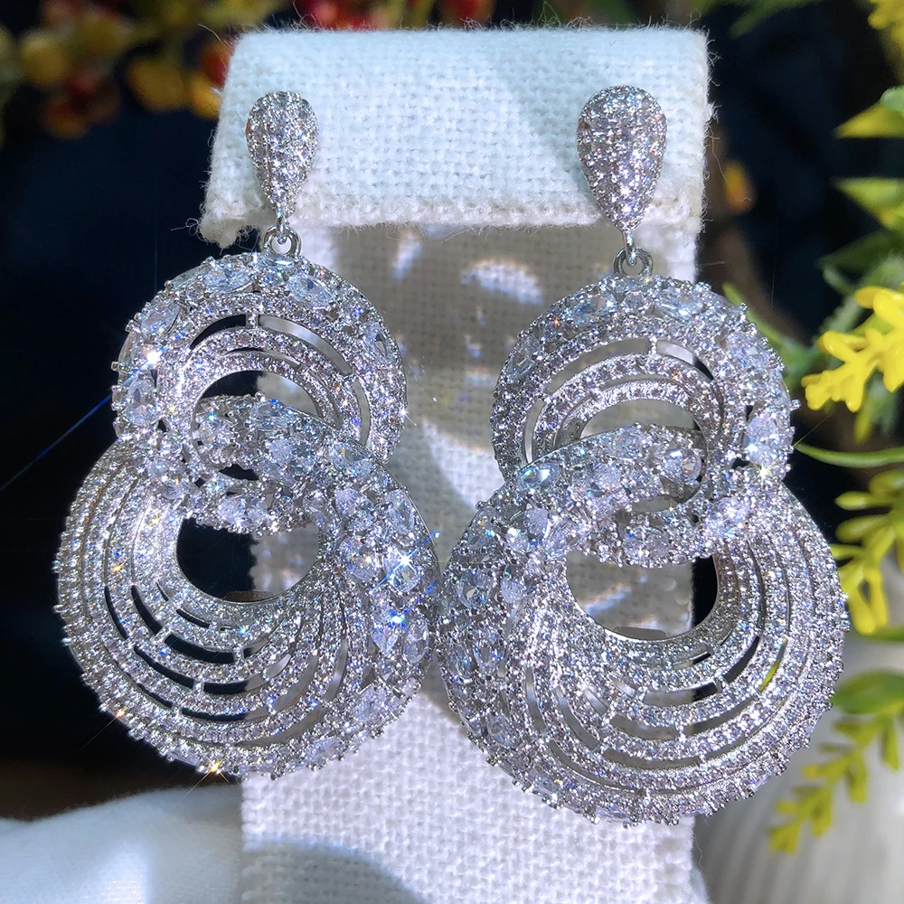 Siscathy Luxury Cubic Zircon Hanging Earrings For Women Big Circle Round Earring Wedding Party Jewelry Valentine's Day Gifts
Siscathy Luxury Cubic Zircon Hanging Earrings For Women Big Circle Round Earring Wedding Party Jewelry Valentine's Day Gifts