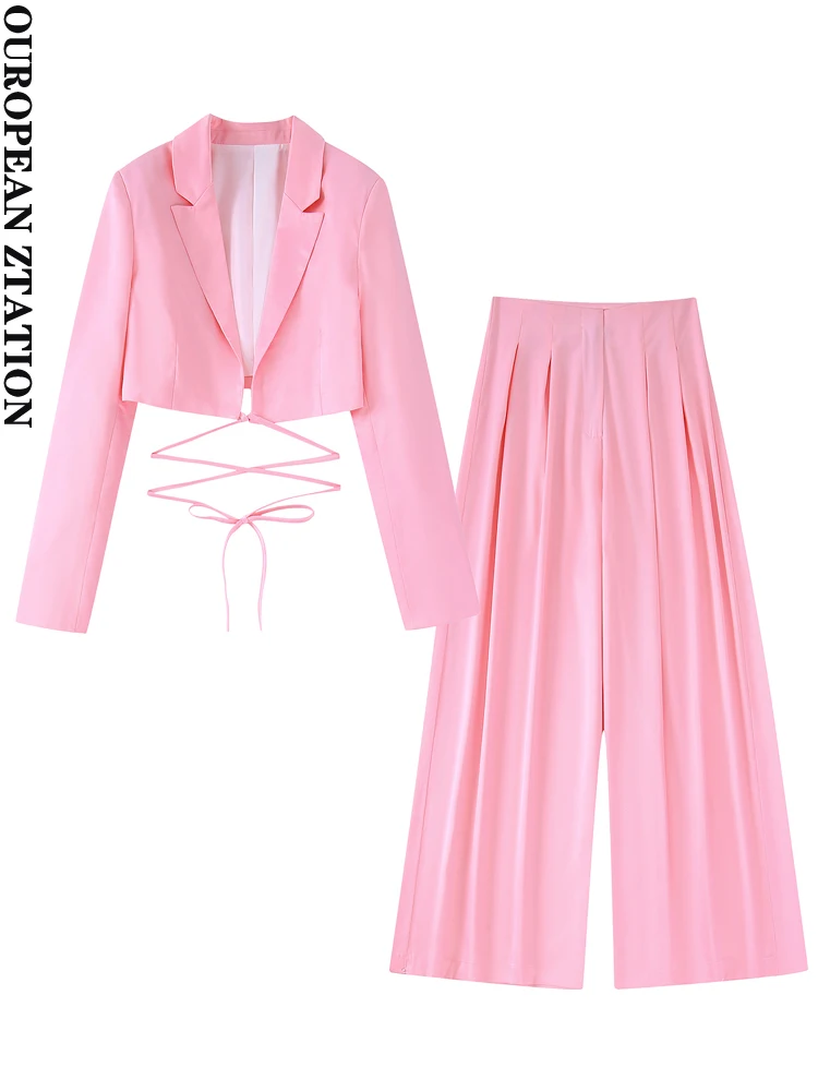 PAILETE Women 2022 fashion with tied cropped satin blazer or pleated high-waist side pockets trousers two pieces sets mujer
PAILETE Women 2022 fashion with tied cropped satin blazer or pleated high-waist side pockets trousers two pieces sets mujer