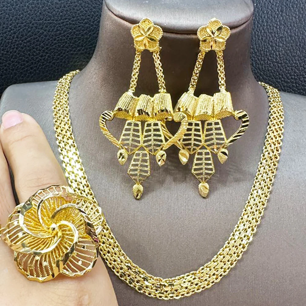 Luxury Plated Jewelry Set For Women France Dubai Bridal Wedding Copper Necklace Earrings Rings African Jewelry Accessories Gifts
Luxury Plated Jewelry Set For Women France Dubai Bridal Wedding Copper Necklace Earrings Rings African Jewelry Accessories Gifts