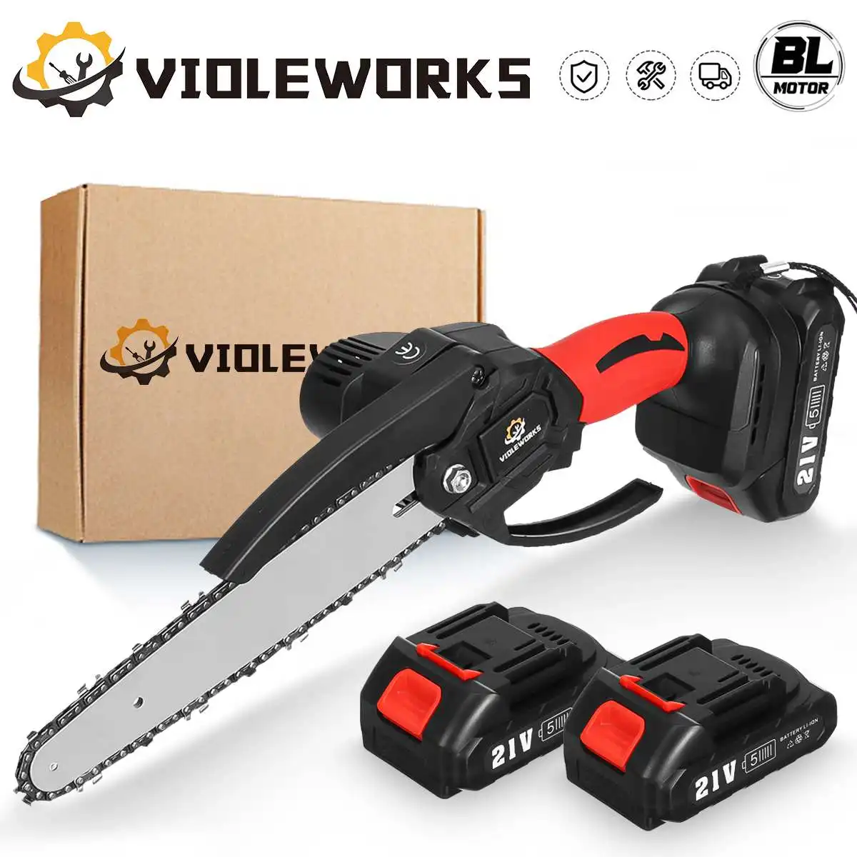 2000W 8 Inch 21V Electric Saw Brushless Chainsaw With1/2 Li-ion Battery Brushless Woodworking Power Tool For Makita 18V Battery
2000W 8 Inch 21V Electric Saw Brushless Chainsaw With1/2 Li-ion Battery Brushless Woodworking Power Tool For Makita 18V Battery