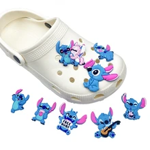 Disney Stitch Cartoon Character Lilo&Stitch Shoe Buckle Anime Sandals Accessories Corc Charms Decorations Kid Childrens Gift