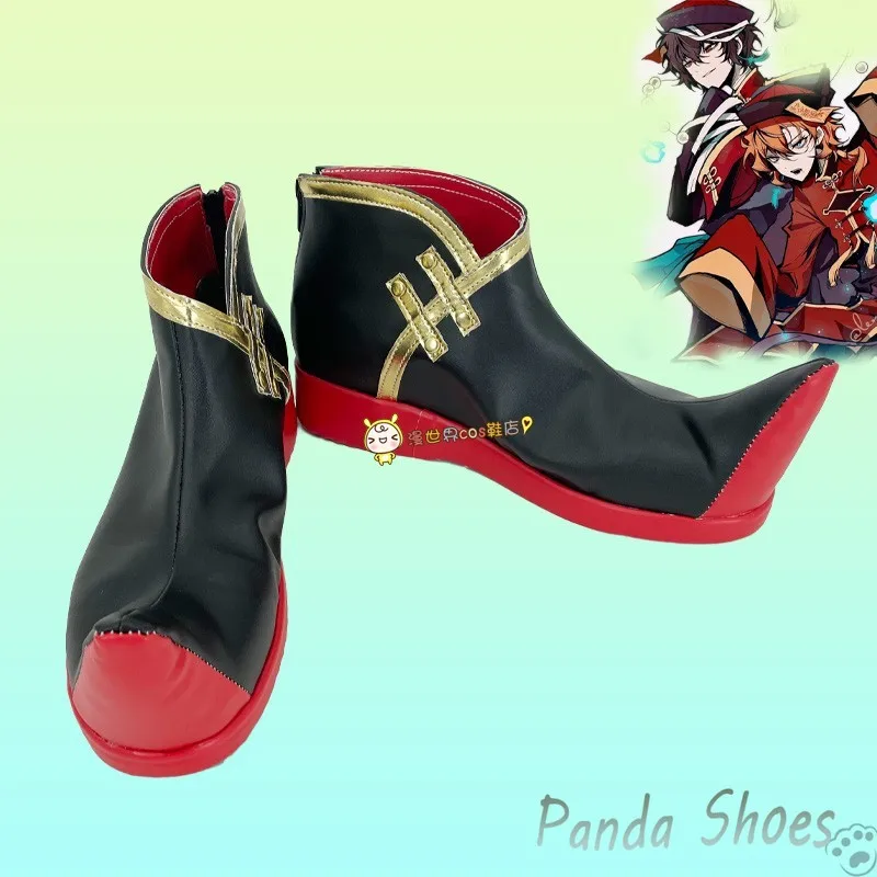 

Bungo Stray Dogs Nakahara Chuuya Cosplay Shoes Anime Game Cos Red Boots BSD Cosplay Costume Prop Shoes for Con Halloween Party