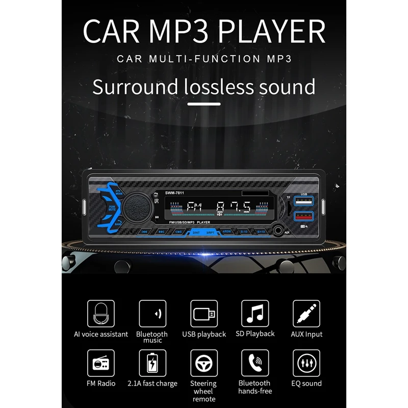 1Din Car Mp3 Player Power-Off Memory Voice Assistant U Disk Card FM Radio Bluetooth Connection Player
1Din Car Mp3 Player Power-Off Memory Voice Assistant U Disk Card FM Radio Bluetooth Connection Player
