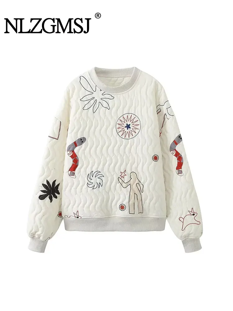 Женская Стеганая толстовка из хлопка, с длинным рукавом 
Женская Стеганая толстовка из хлопка, с длинным рукавом