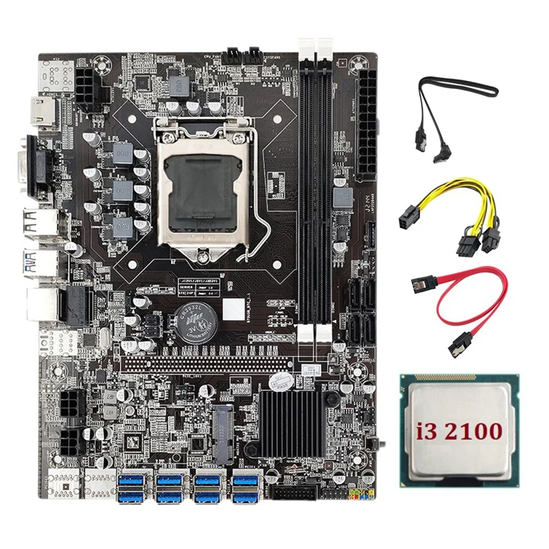 Материнская плата B75 для майнинга, 8 GPU USB 3,0 к PCIE + 6Pin к двойному 8Pin кабелю + 2xsata кабелю + I3 2100 ЦПУ LGA1155 B75 USB Майнер
Материнская плата B75 для майнинга, 8 GPU USB 3,0 к PCIE + 6Pin к двойному 8Pin кабелю + 2xsata кабелю + I3 2100 ЦПУ LGA1155 B75 USB Майнер