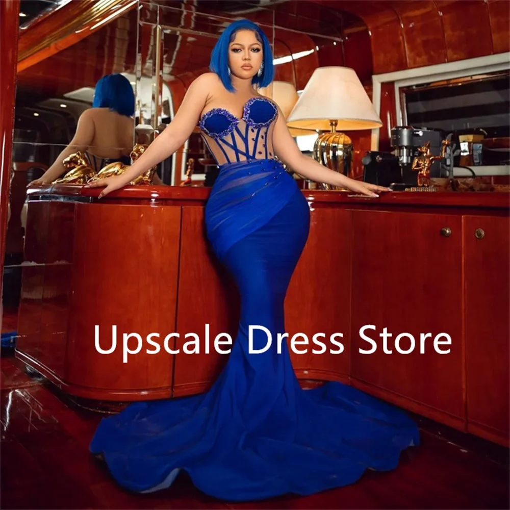 Royal Blue Mermaid Prom Dresses Beaded Sweetheart Elegant Dresses for Women Cheap Evening Gown Grls Party Dresses فساتين طويلة
Royal Blue Mermaid Prom Dresses Beaded Sweetheart Elegant Dresses for Women Cheap Evening Gown Grls Party Dresses فساتين طويلة
