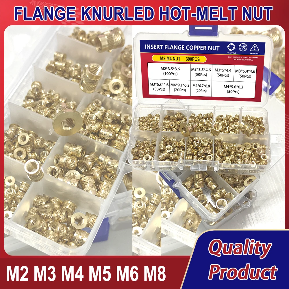 

M2 M3 M4 M5 M6 M8 Brass Insert Nut Hot Melt Flange Thread Knurled T-type Copper for 3D Printing Injection Embedment Molding Nuts
