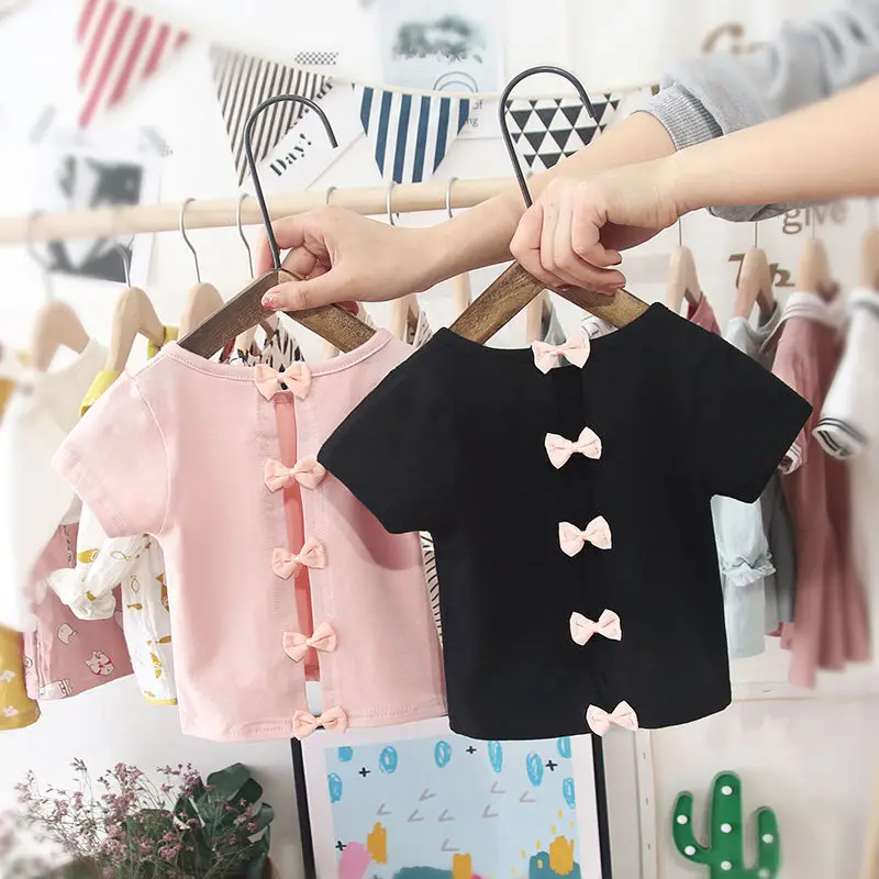 New Children's Bow Top Children's Solid Color Short-sleeved Girls Fashion T-shirt Lww10116
New Children's Bow Top Children's Solid Color Short-sleeved Girls Fashion T-shirt Lww10116