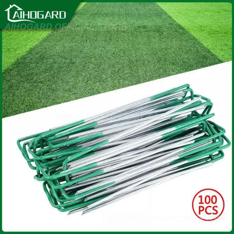 

100pcs U-Shaped Fixing Nail Galvanized Steel Garden Pile Turf Safety Nails For Fixing Weed Fabric Landscape Anti-bird Mesh Net