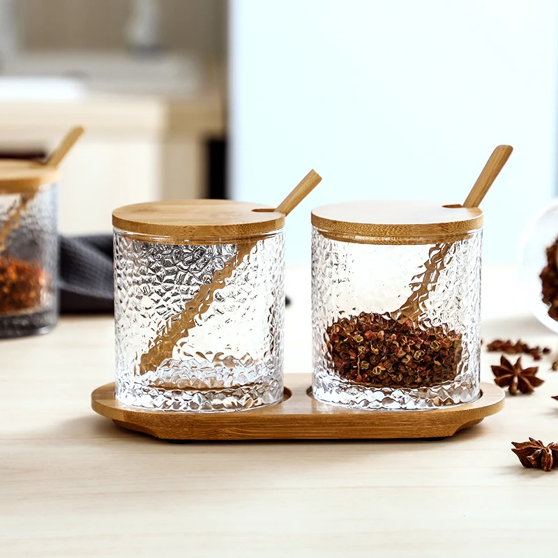 Glass Spice Jars Set Salt and Pepper Shakers Sugar Bowl Storage Spice Container Set with Spoon Lid Especias Kitchen Supplies
Glass Spice Jars Set Salt and Pepper Shakers Sugar Bowl Storage Spice Container Set with Spoon Lid Especias Kitchen Supplies