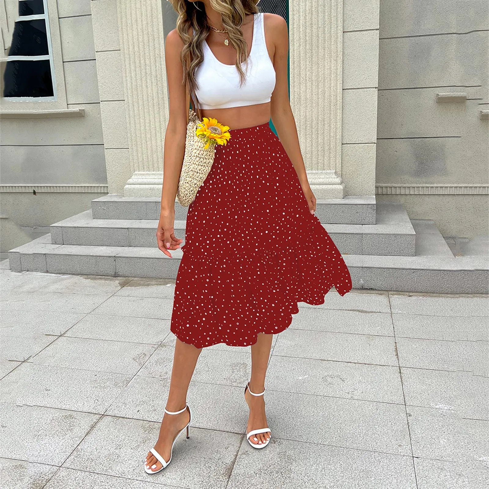 Vintage Polka Dot Print A Line Pleated Long Skirts Summer Women 2022 Korean Skirt Streetwear Drawstring Elastic Waist Midi Skirt
Vintage Polka Dot Print A Line Pleated Long Skirts Summer Women 2022 Korean Skirt Streetwear Drawstring Elastic Waist Midi Skirt
