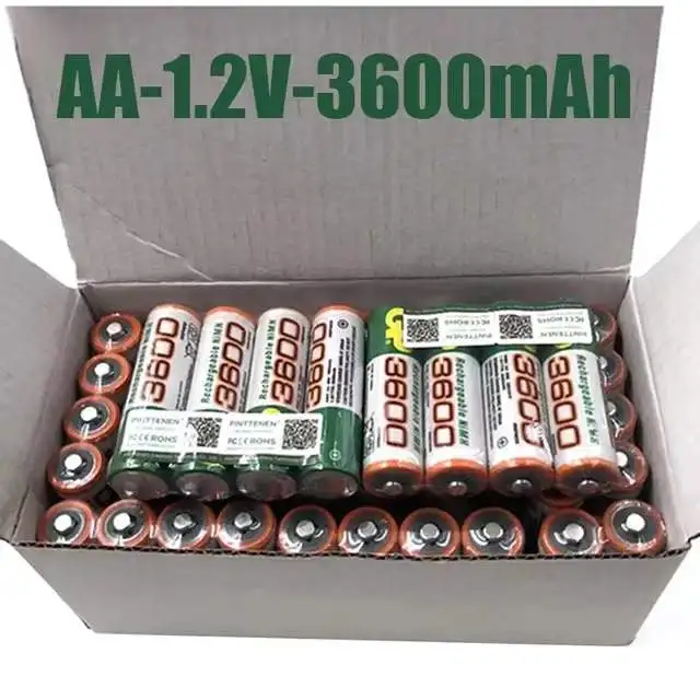 Original 20PCS 100% New Rechargeable AA 3600 AA Ni-Mh 1.2 V 3600mAh Ni-Mh 2A Battery for Camera
Original 20PCS 100% New Rechargeable AA 3600 AA Ni-Mh 1.2 V 3600mAh Ni-Mh 2A Battery for Camera