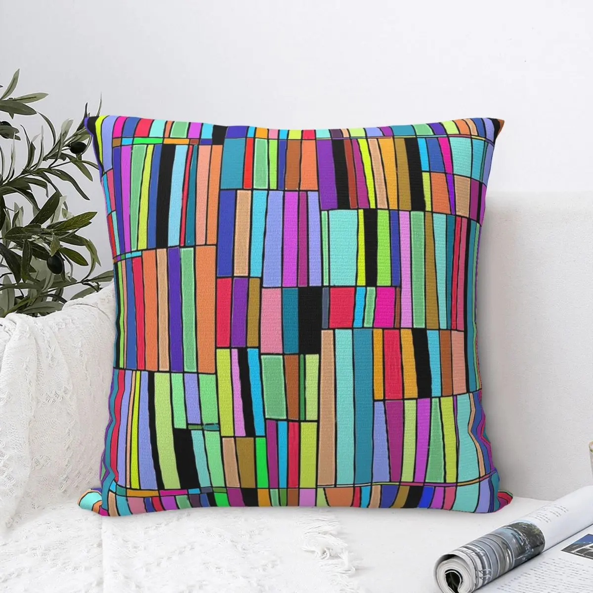 

Разноцветная наволочка для подушки, абстрактная книжная полка, квадратная подушка, декоративная подушка для офиса, автомобиля, дома