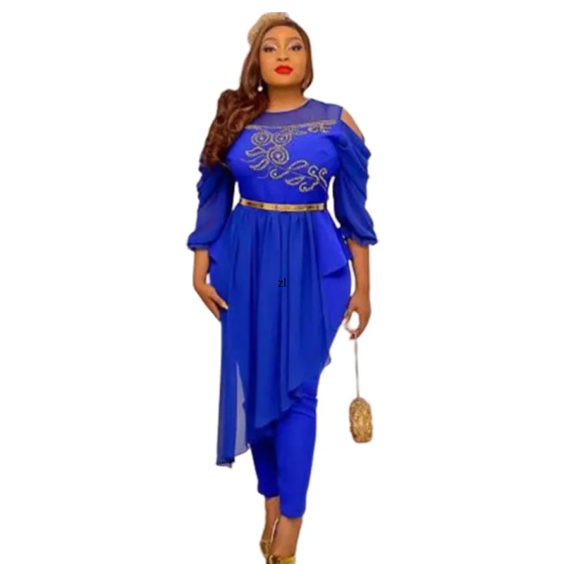 African Dress for Women Pants Suits Chiffon Two Piece Set Clothes Irregular Long Dress Sexy Outfits for Lady African Clothes 
African Dress for Women Pants Suits Chiffon Two Piece Set Clothes Irregular Long Dress Sexy Outfits for Lady African Clothes