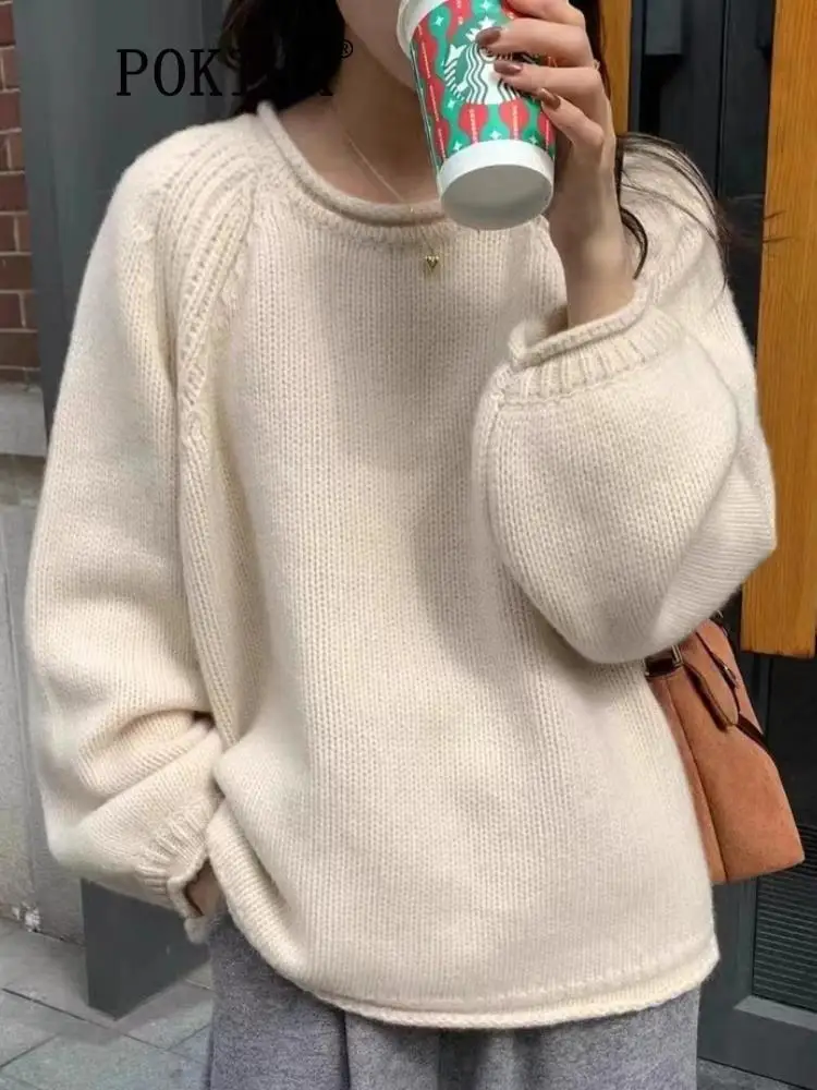 Sweater Vintage O-Neck Long Sleeves Female Pullovers Chic Jumper Pokiha Fashion Women New Elegant Casual Solid Loose Knitted
Sweater Vintage O-Neck Long Sleeves Female Pullovers Chic Jumper Pokiha Fashion Women New Elegant Casual Solid Loose Knitted