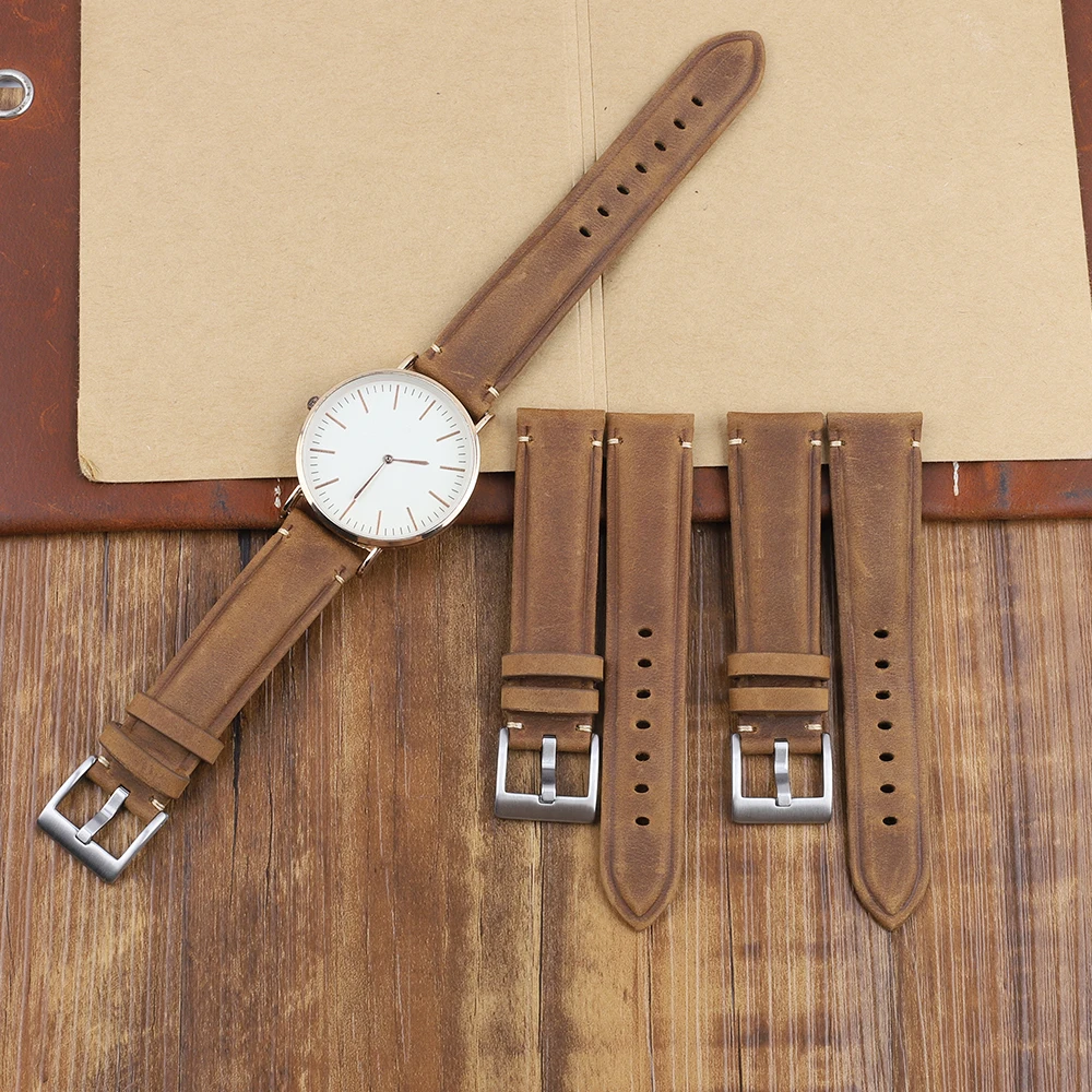 

Crazy Horse Leather Watch Straps 18mm 19mm 20mm 21mm 22mm 24mm Watchbands Available in Unisex Replacement Belt