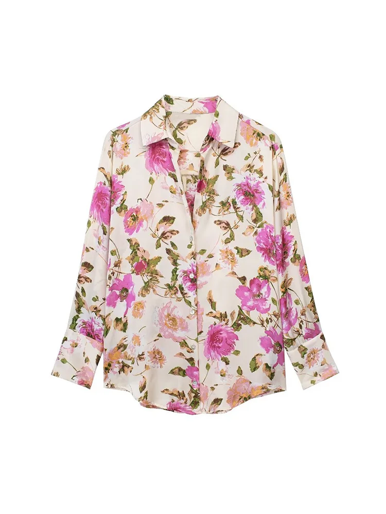 PB & ZA2023 early spring new women's fashion lapel temperament floral print satin textured shirt 7969235
PB & ZA2023 early spring new women's fashion lapel temperament floral print satin textured shirt 7969235